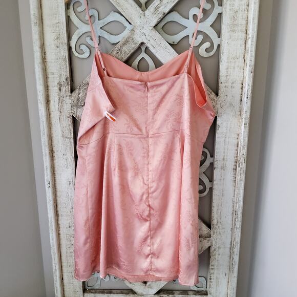 bp Nordstrom Women Junior's Corset Satin Slip Dress in Peach Coral Tonal Floral - Picture 5 of 6